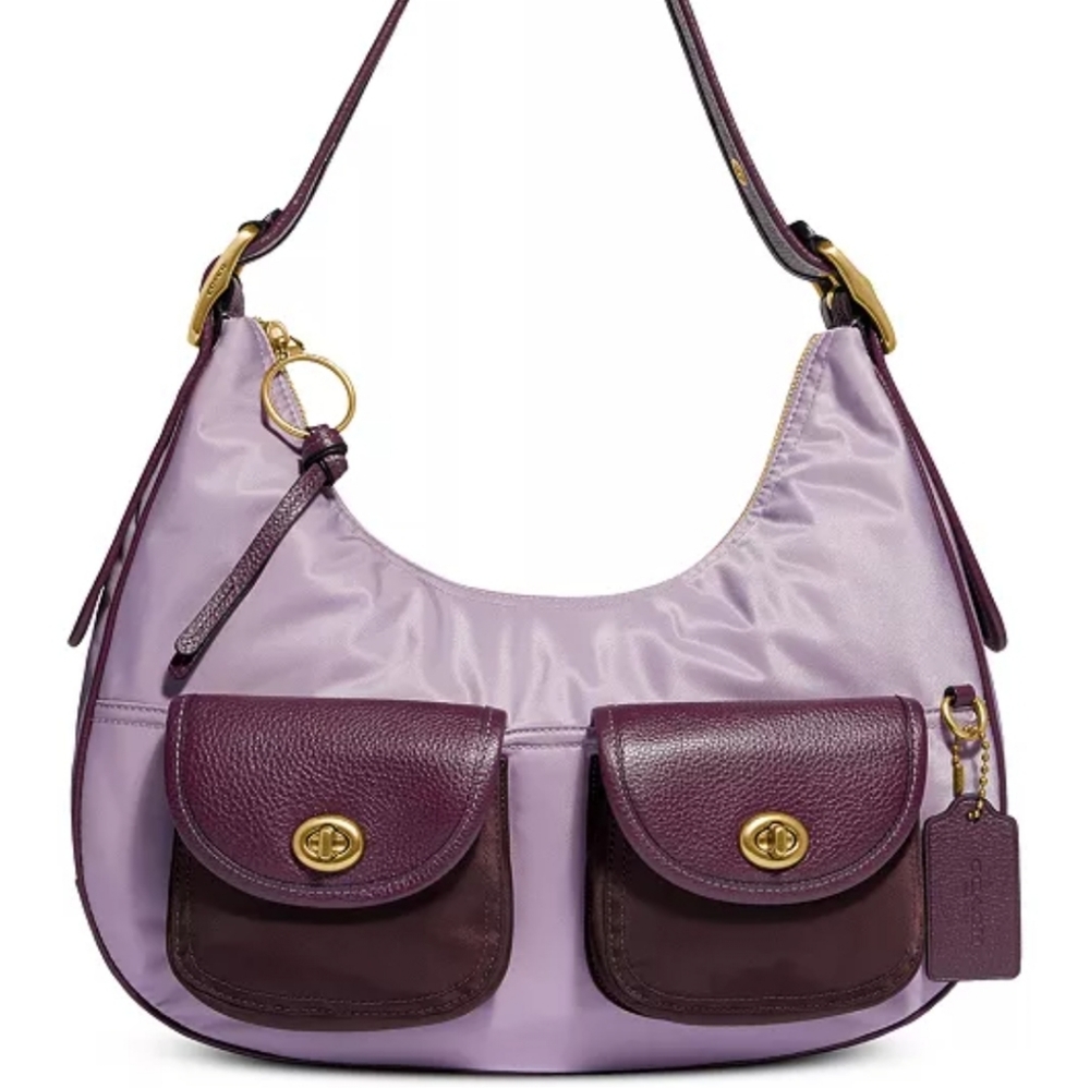 Coach lilac nylon cargo hobo